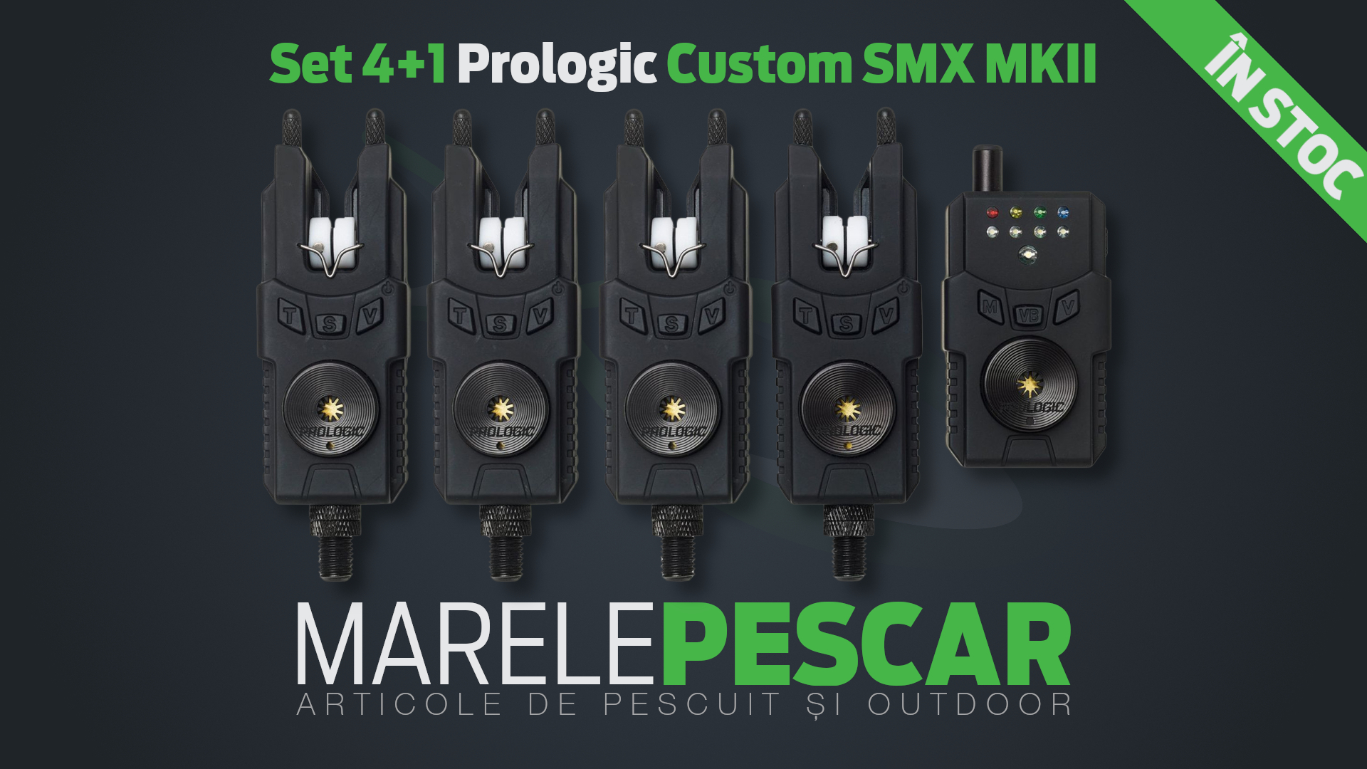 Set 4 avertizoare + stație Prologic Custom SMX MKII (în stoc)