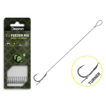 Carlige Legate Delphin Braided Sting Feeder Rig Turner, 12cm, 10buc/plic