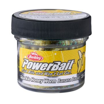 Viermi Berkley PowerBait Honey Worm, Yellow, 55buc/cutie