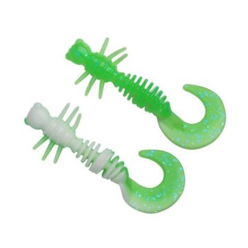 Larva Berkley Powerbait Power Curly, Spring Green/White, 5cm, 10buc/plic