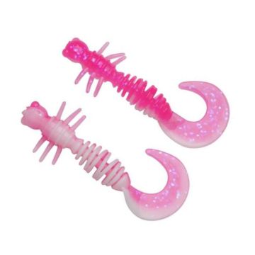 Larva Berkley Powerbait Power Curly, Pink White, 4cm, 12buc/plic
