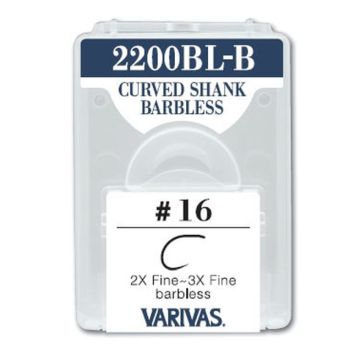Carlige Musca Varivas Fly Curved Shank 2200BL 2X-3X Fine Barbless Black, 30buc/cutie