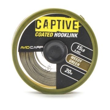 Fir Textil Cu Camasa Avid Carp Captive Coated Hooklink, 20m, Weedy Green
