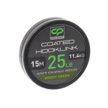 Fir Textil cu Camasa Carp Pro Delight Coated Hooklink Soft Sinking Braid, Weedy Green, 15m