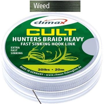 Fir Textil Climax Cult Hunters Braid Heavy Fast Sinking Hook Link, Weed, 20m