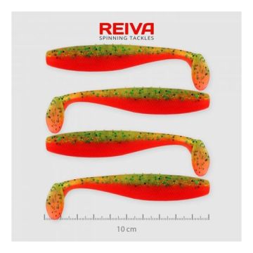 Shad Reiva Flat Minnow, 10cm, 4buc/plic, Galben-Portocaliu Sclipici