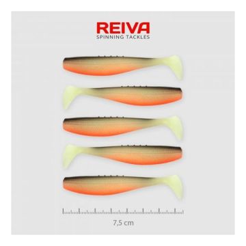 Shad Reiva Flat Minnow, 10cm, 4buc/plic, Alb-Negru Sclipici