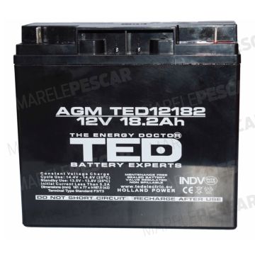 Acumulator Etans TED AGM12182 VRLA 12V-18.2Ah, 18.1x7.7x16.7cm