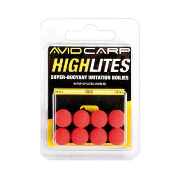 Boilies Artificial Avid Carp HighLites Pop-Up, Red, 8buc/blister