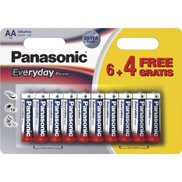 Baterie Alcalina Panasonic Everyday Power AA (LR6) 1.5V, 10buc/blister