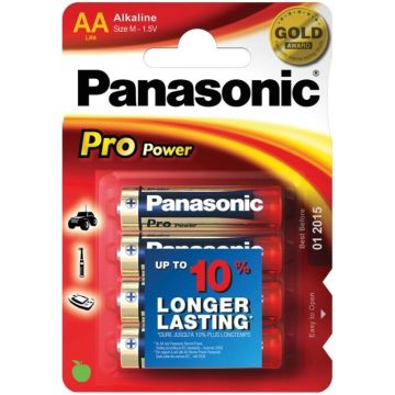 Baterie Alcalina Panasonic Pro Power Gold AA (LR6) 1.5V, 4buc/blister