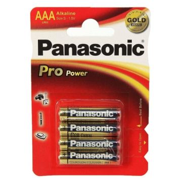 Baterie Alcalina Panasonic Pro Power Gold AAA (LR03) 1.5V, 4buc/blister