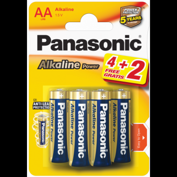 Baterie Panasonic Alkaline Power LR6 (AA) 1.5V, 4+2bucblister