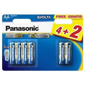 Baterie Panasonic Evolta LR6 (AA) 1.5V, 4+2buc/blister