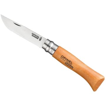 Briceag Opinel Nr.08 Carbon Pocket Knife, Beech Wood, Natural Brown, Blister