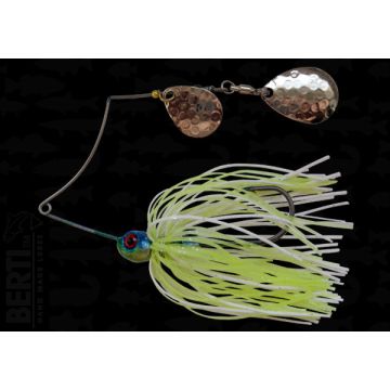 Bertilure Spinnerbait Shallow Killer Colorado-Colorado  Deep Cup 7g Skirt Siliconic White - Chartreuse