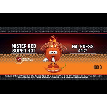 Boilies de Carlig Critic Echilibrat Mister Red Super Hot Halfness Spicy, 100g