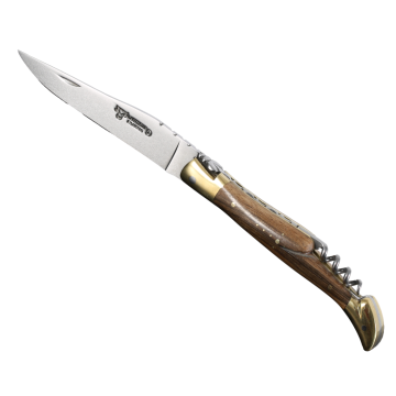 Briceag cu Tirbuson Laguiole en Aubrac Classic Pocket Knife with Corckscrew, Walnut Wood, 12cm, Brown