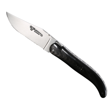 Briceag de Vanatoare Laguiole en Aubrac Classic Hunting Knife, Bull Horn, 14cm, Black