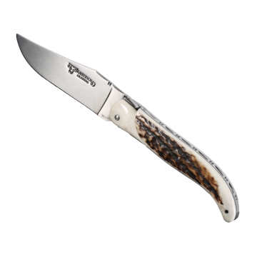 Briceag de Vanatoare Laguiole en Aubrac Classic Hunting Knife, Stag Horn, 14cm, White