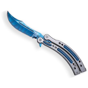 Briceag Butterfly Joker Counter Strike GO Azul, Maner din Aluminiu, Lama 10cm