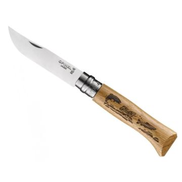 Briceag Opinel Nr.08 Animalia Fish Pocket Knife, Beech Wood, Brown