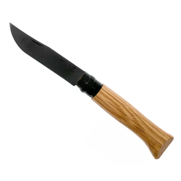 Briceag Opinel Nr.08 Black Oak Edition Pocket Knife + Cutie Cadou din Lemn, Oak Wood, BlackBrown
