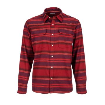 Camasa Simms Gallatin Flannel Shirt Auburn Red Stripe