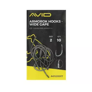 Carlige Avid Armorok Hooks Wide Gape Barbless, 10buc/plic