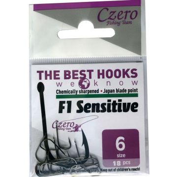 Carlige Czero F1 Sensitive Barbed, Black Nickel, 18buc/plic