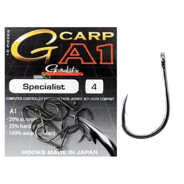 Carlige Gamakatsu A1 G-Carp Specialist, Black, 10buc/plic