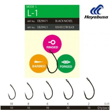 Carlige Hayabusa L1 Nonreflect, Black Nickel, 10buc/plic