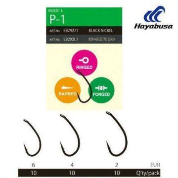 Carlige Hayabusa P1 Nonreflect, Black Nickel, 10buc/plic