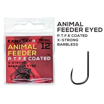 Carlige Kamasan Animal Feeder PTFE X-Strong Barbless, 10buc/plic