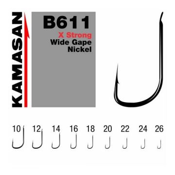 Carlige Kamasan B611 Wide Gape, Black, 10buc/plic