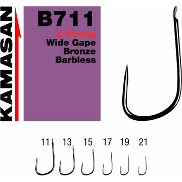 Carlige Kamasan B711 X Strong Wide Gape fara Barbeta, 10buc/plic