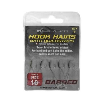 Carlige Korum Barbed Hook Hairs with Quickstops, 5bucplic