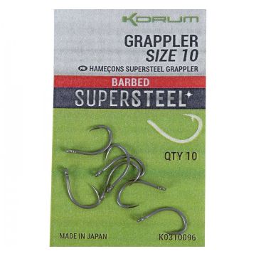 Carlige Korum Supersteel Grappler Hooks Barbed, 10buc/plic