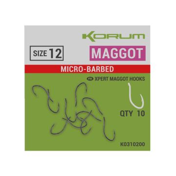 Carlige Korum Xpert Maggot Hooks, Barbed, 10bucplic