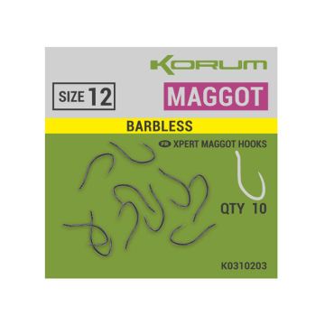 Carlige Korum Xpert Maggot Hooks, Barbless, 10buc/plic