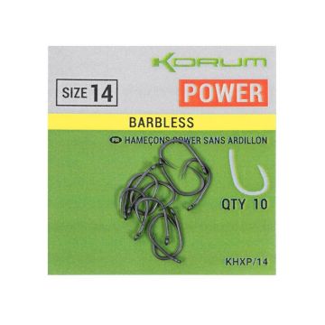 Carlige Korum Xpert Power Hook Barbless, 10bucplic