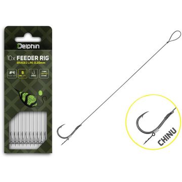 Carlige Legate Delphin Braided Sting Feeder Rig Chinu, 12cm, 10buc/plic