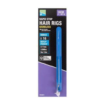 Carlige Legate Preston + Rapid Stop KKM-Barbless MSS Rapid Stop Hair Rigs, 10cm, 8buc/set