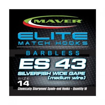 Carlige Maver Seria Invincible ES43 Silverfish Wide Gape (Medium Wire), 10buc/plic
