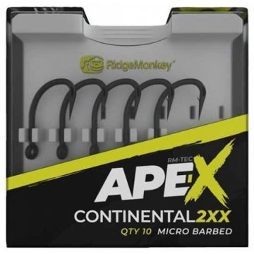 Carlige RidgeMonkey Ape-X Continental 2XX Barbed, 10buc/plic