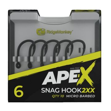 Carlige RidgeMonkey Ape-X Snag Hook 2XX Barbed, 10bucplic