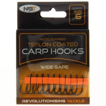 Carlige Teflonate NGT Wide Gape Carp Hooks, 10bucplic