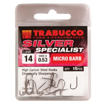 Carlige Trabucco Silver Specialist, 15 buc/plic