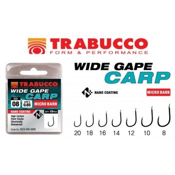 Carlige Trabucco Wide Gape Carp, 15buc/plic