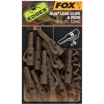 Clips Plumb Pierdut Fox Edges Camo Slik Lead Clip + Pegs Nr.10, 10bucplic